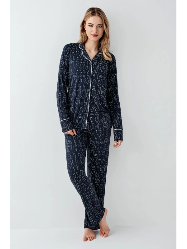 Arnetta 3430-s Kadın Gömlek Yaka Pijama Takımı