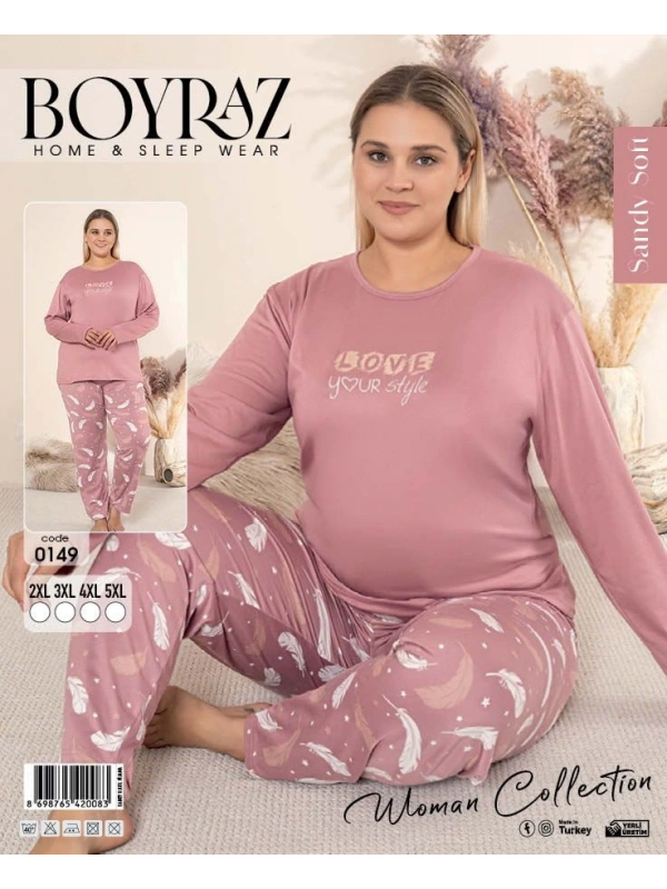 Boyraz 0149 Kadın Battal Uzun Kol Pijama Takımı