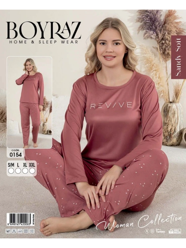 Boyraz 0154 Kadın Sandy Soft Uzun Kol Pijama Takımı