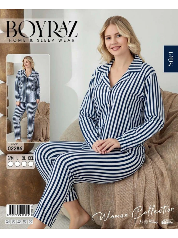 Boyraz 02286 Kadın Süet Uzun Kol Pijama Takımı