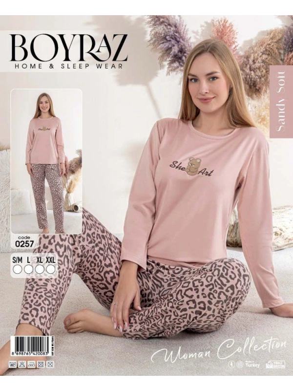 Boyraz 0257 Kadın Sandy Soft Uzun Kol Pijama Takımı