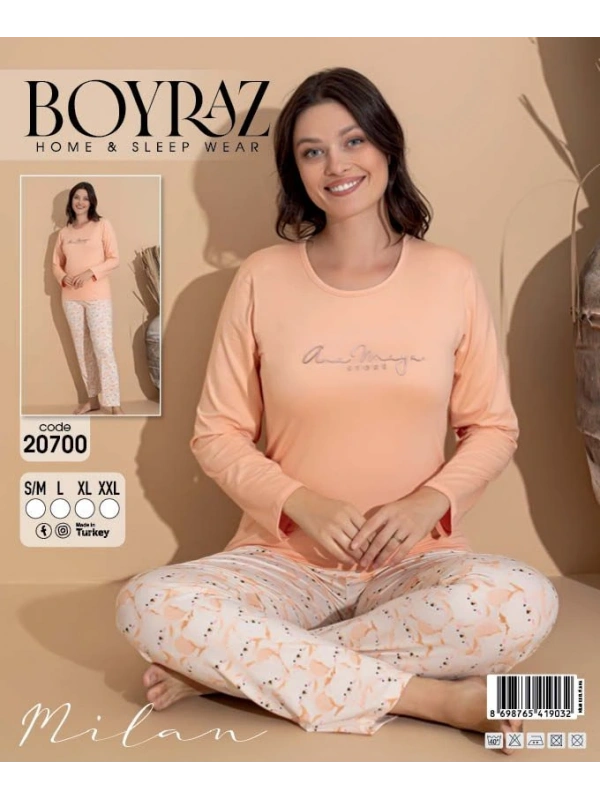 Boyraz 20700 Kadın Milan Uzun Kol Pijama Takımı