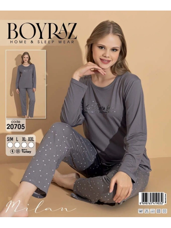 Boyraz 20705 Kadın Milan Uzun Kol Pijama Takımı