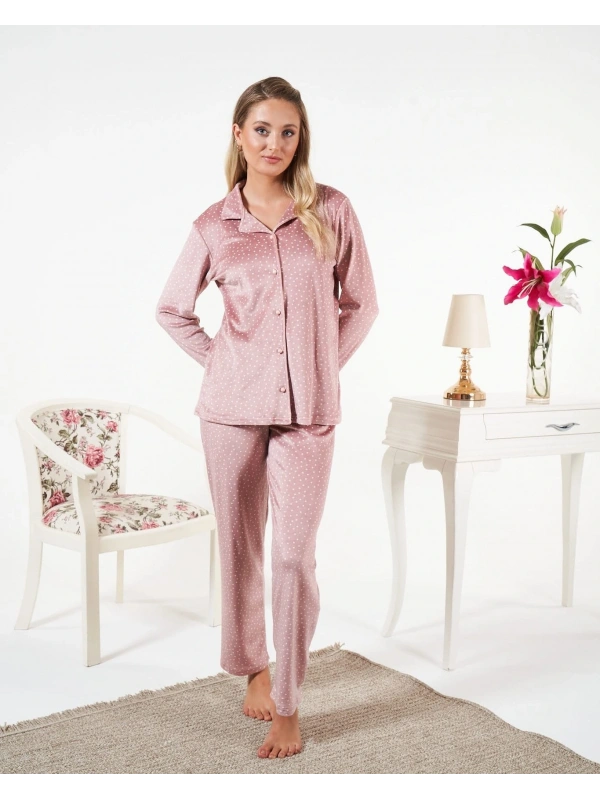 Estiva 25361 Gömlek Yaka Kadife Pijama Takımı