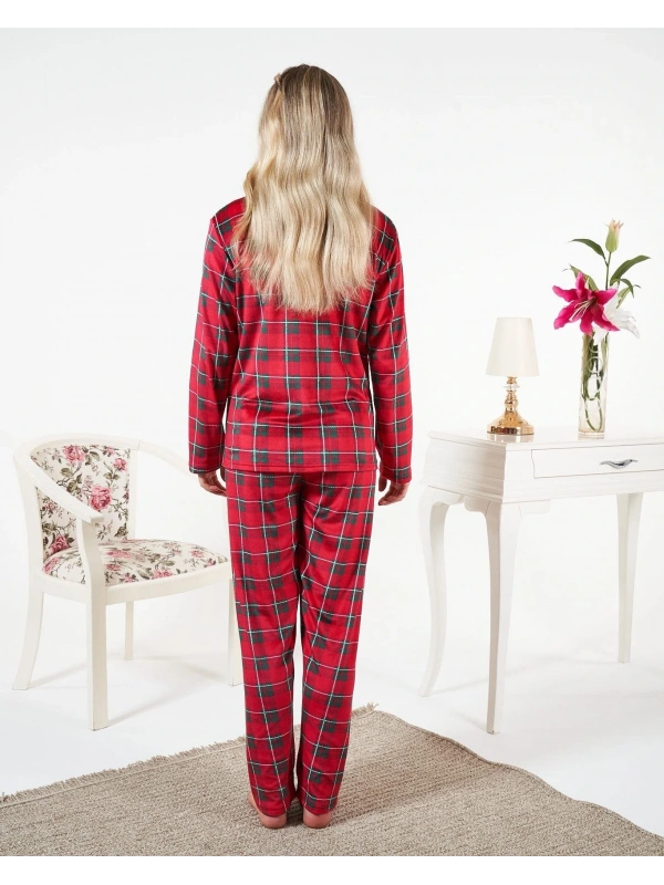 Estiva 25363 Gömlek Yaka Kadife Pijama Takımı