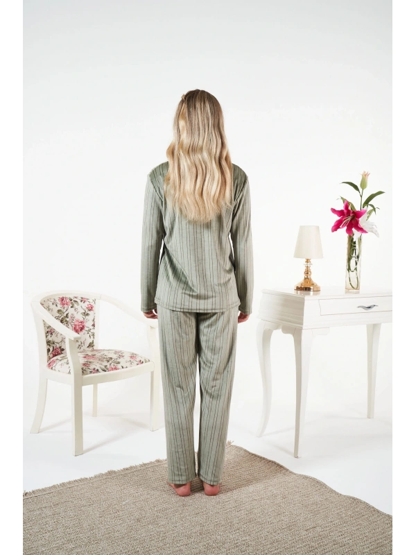 Estiva 25364 Gömlek Yaka Kadife Pijama Takımı