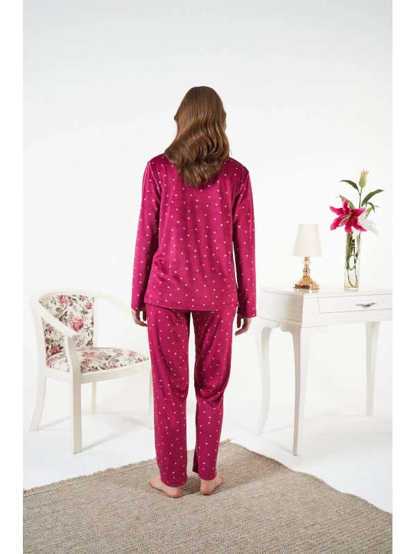Estiva 25365 Gömlek Yaka Kadife Pijama Takımı
