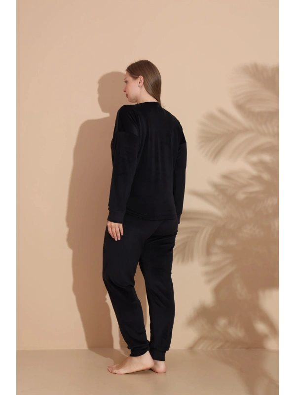 Estiva 25394 Uzun Kol Battal Kadife Pijama Takımı