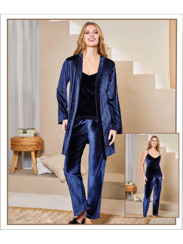 Flz 31-108 Bayan Kadife Sabahlık Pijama Takımı