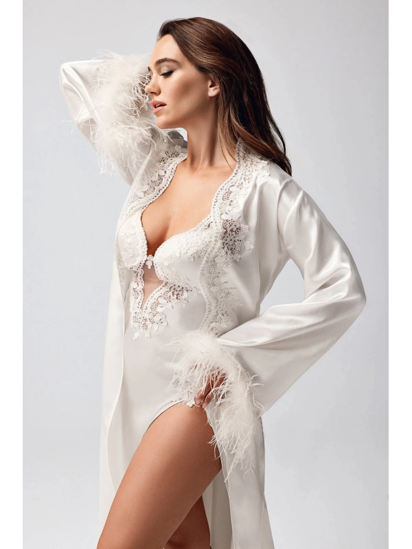 Freshness 9950-gs Saten Ortişli Gecelik Sabahlık Takım