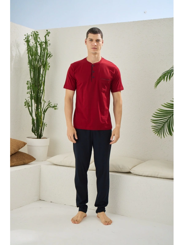 Kocabey 2090 Erkek Midi Yaka Pijama Takım