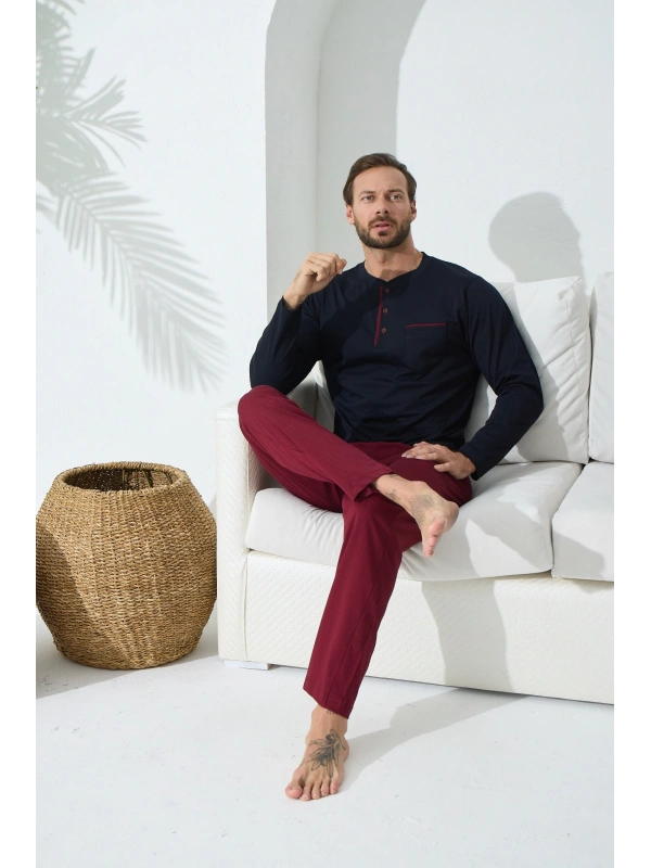 Kocabey 9221 Erkek Midi Yaka Pijama Takım
