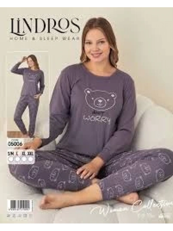 Lindros 05006 Raporlu Polar Kumaş Uzun Kol Pijama Takımı