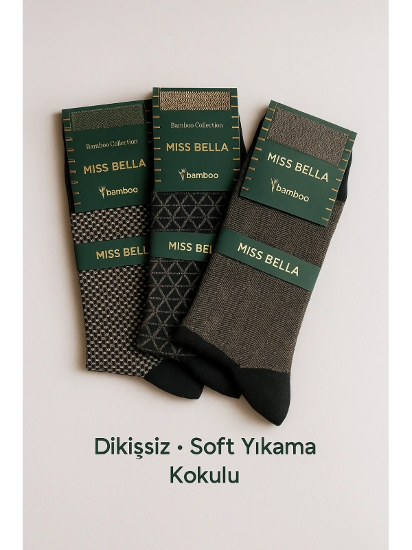 Missbella Bambu Desenli Erkek Çorap 10 Adet