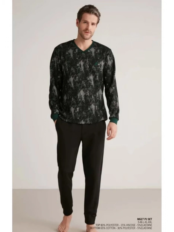 Nautıca M627 Erkek Uzun Kollu V Yaka Pijama Takımı