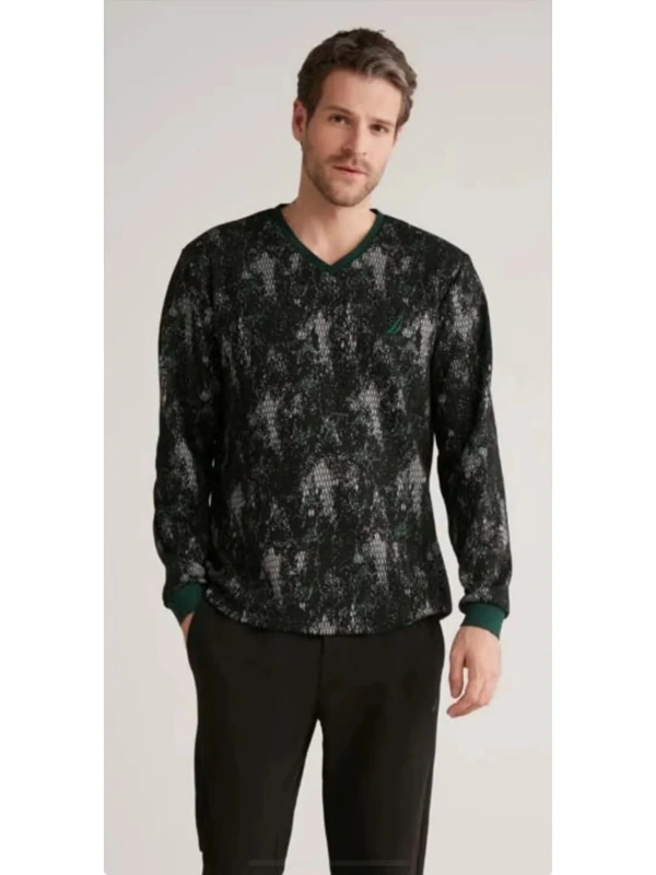 Nautıca M627 Erkek Uzun Kollu V Yaka Pijama Takımı
