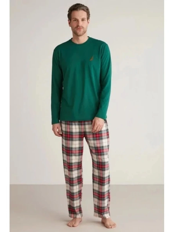 Nautıca M630 Erkek Uzun Kollu Ekoseli Pijama Takımı