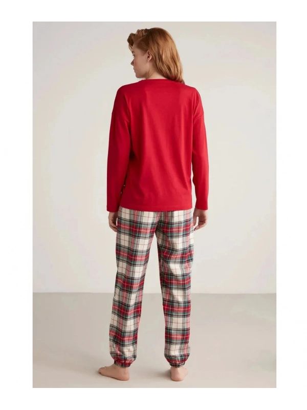 Nautıca W606 Kadın Uzun Kollu Ekoseli Pijama Takımı