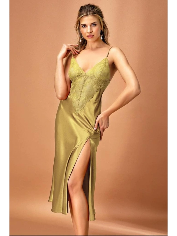 Nurteks 7136 Kadın Saten Uzun Gecelik