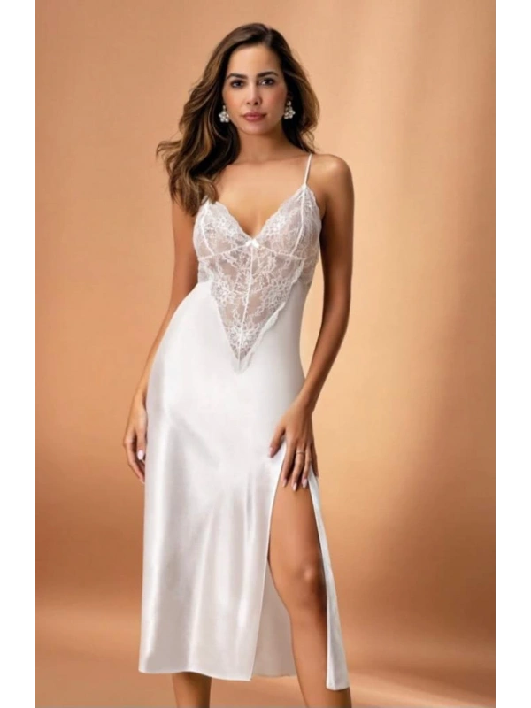 Nurteks 7136 Kadın Saten Uzun Gecelik