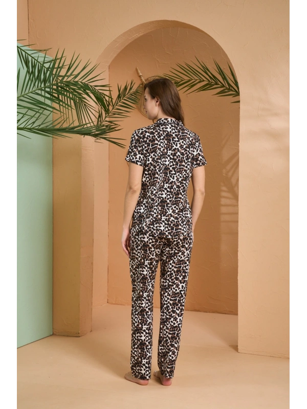 Pjs 27063 Kısa Kol Gömlek Yaka Patlı Pijama Takımı