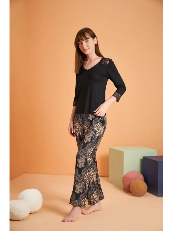 Pjs 28040 Kadın V Yaka Pijama Takım