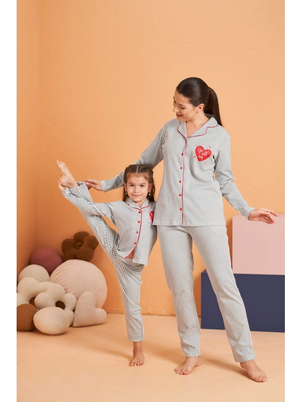 Pjs 28064 Kadın Düğmeli Pijama Takım