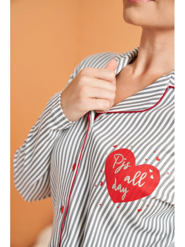 Pjs 28064 Kadın Düğmeli Pijama Takım