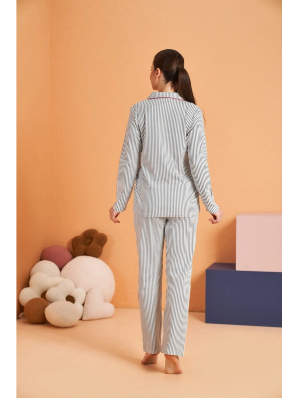 Pjs 28064 Kadın Düğmeli Pijama Takım