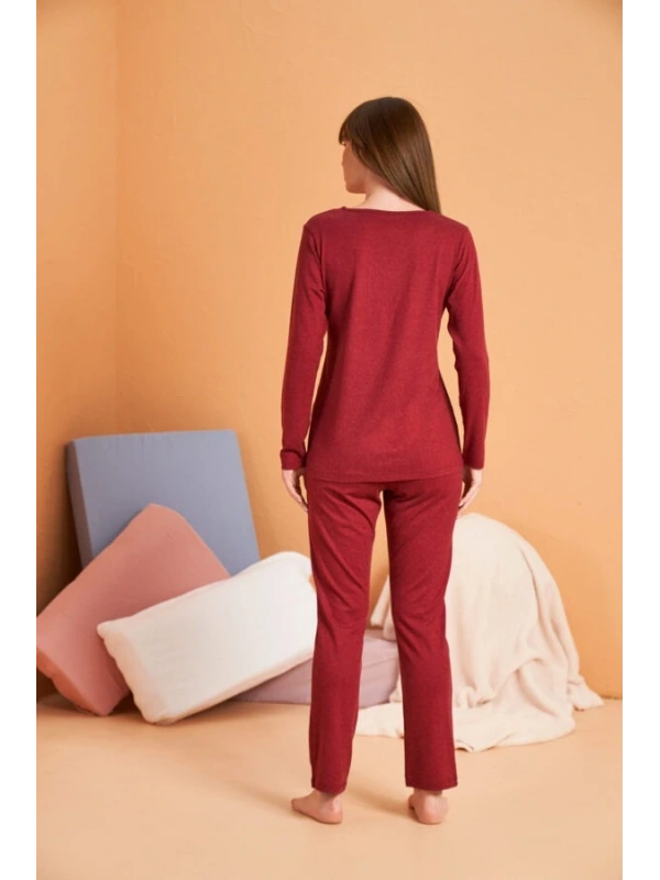 Pjs 28091 Kadın V Yaka Uzun Kol Pijama Takımı