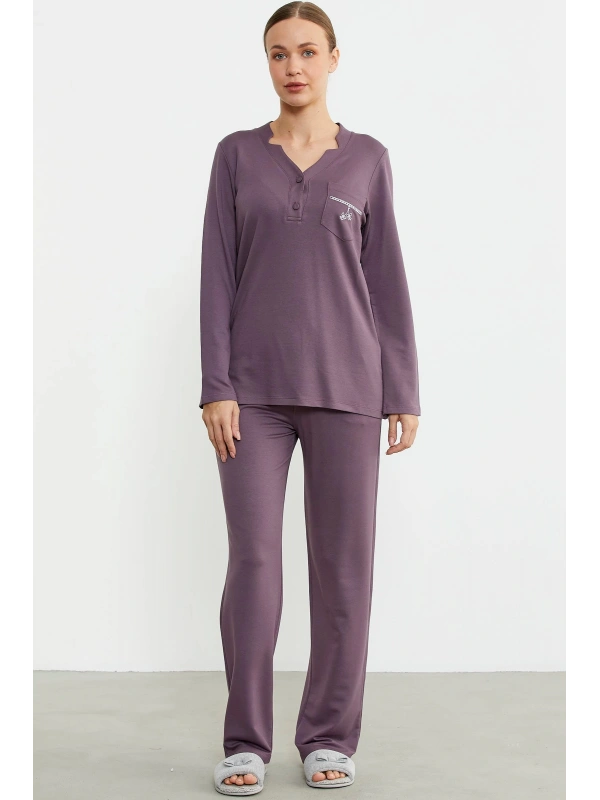 Sementa 76438 Yarım Düğmeli Cep Detaylı Pijama Takım