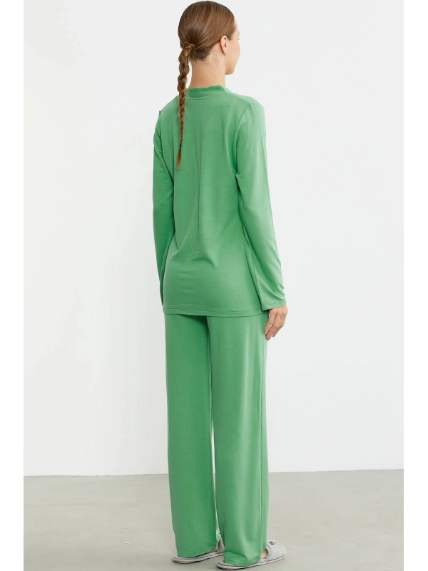 Sementa 76438 Yarım Düğmeli Cep Detaylı Pijama Takım