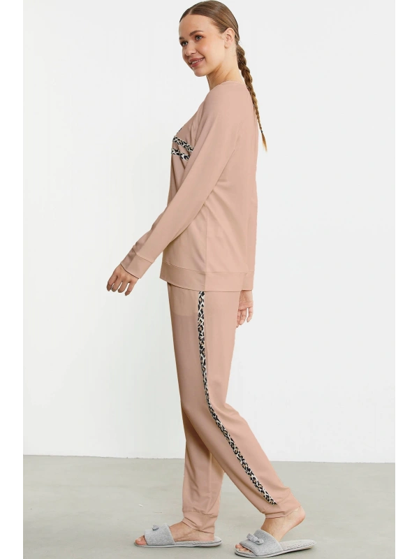 Sementa 76446 Leopar Çizgili Jogger Pijama Takım