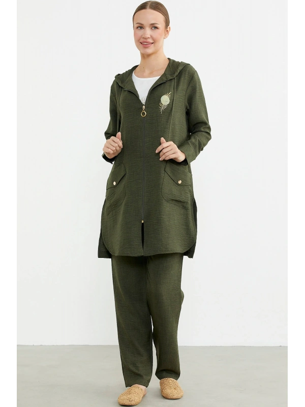 Sementa 76473 Büyük Beden Keten Görünümlü Üçlü Takım