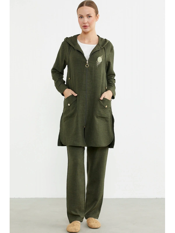 Sementa 76473 Büyük Beden Keten Görünümlü Üçlü Takım