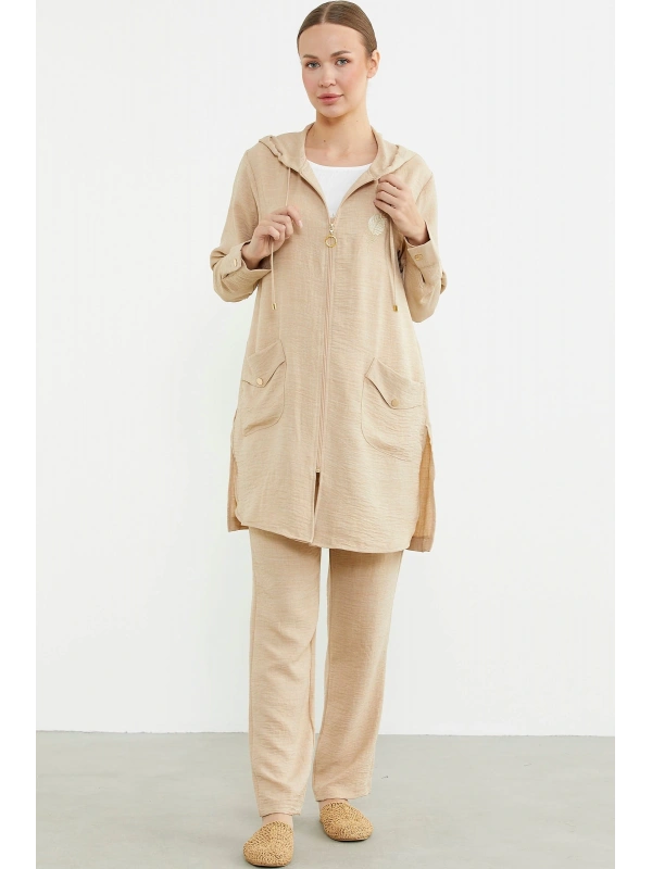 Sementa 76473 Büyük Beden Keten Görünümlü Üçlü Takım