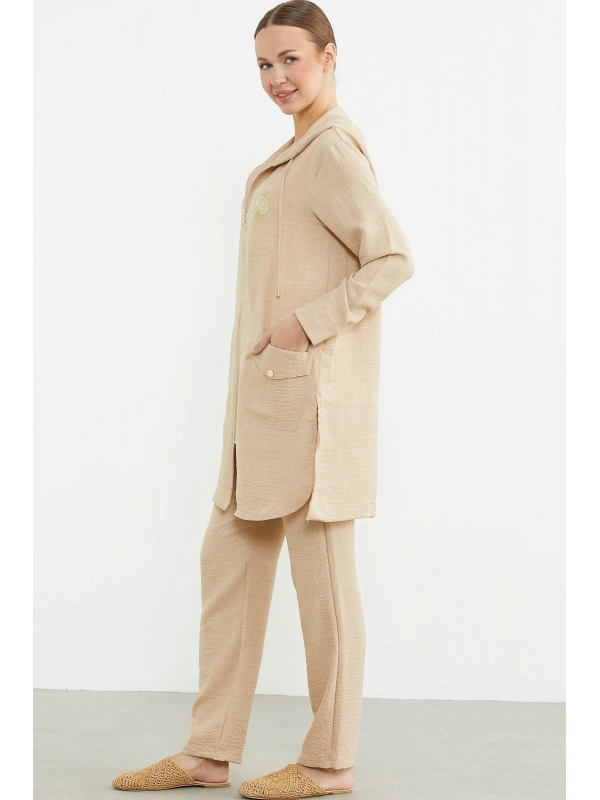 Sementa 76473 Büyük Beden Keten Görünümlü Üçlü Takım