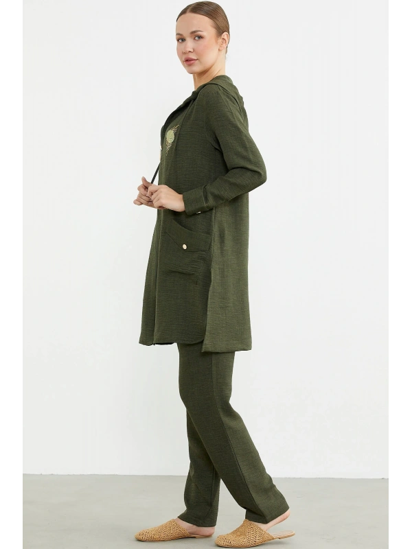 Sementa 76473 Büyük Beden Keten Görünümlü Üçlü Takım