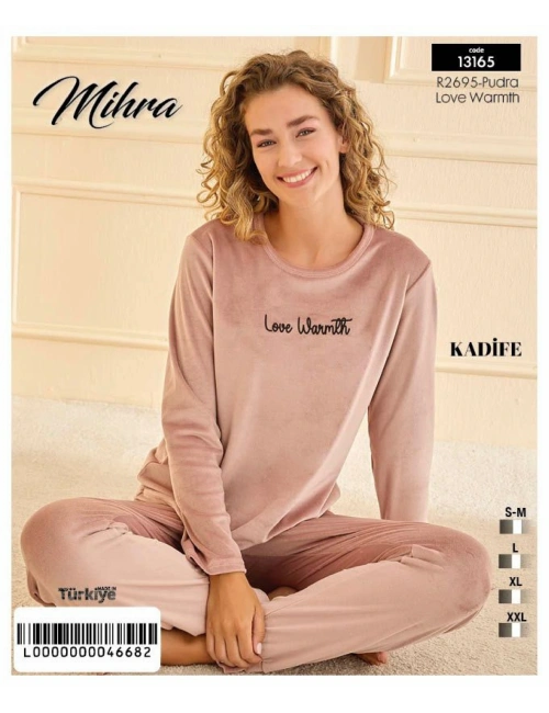 13165 Kadın Kadife Uzun Kol Pijama Takımı