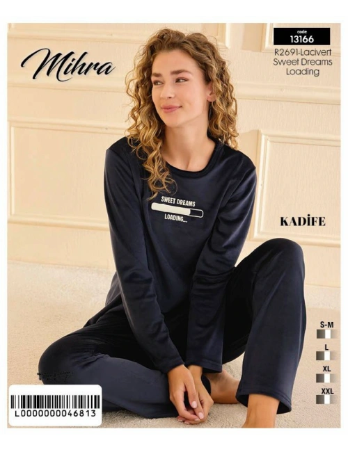 13166 Kadın Kadife Uzun Kol Pijama Takımı