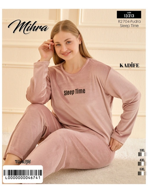 13213 Kadın Kadife Uzun Kol Pijama Takımı