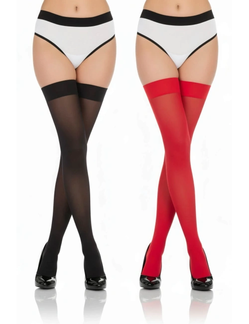 2li Renkli Dantelsiz 20 Denye Dizüstü Jartiyer Çorabı