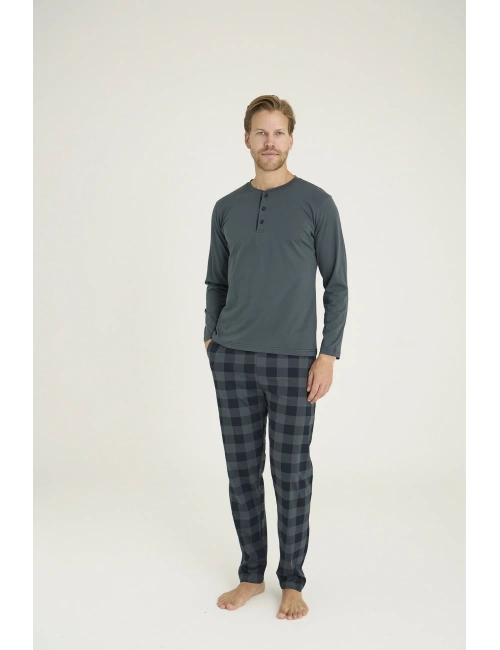 9221 Erkek Midi Yaka Pijama Takım