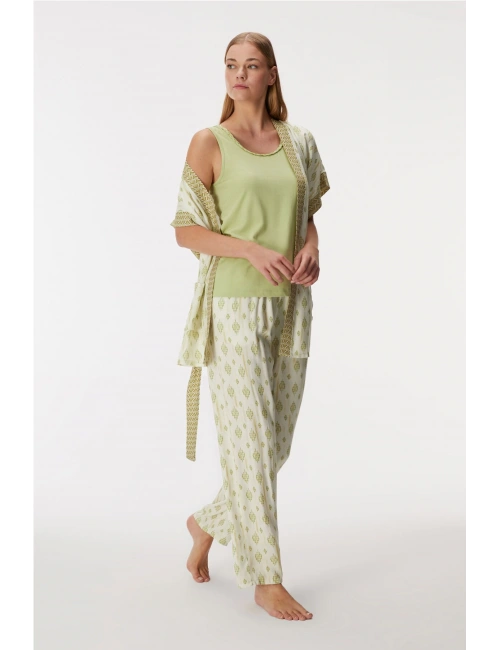Anıl 11421 Kadın Sabahlık, Atlet Ve Pantolon Takım