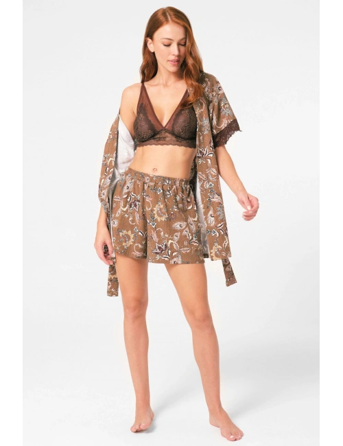 Anıl 5799 Bayan Sabahlık, Bralet Ve Şort Takım