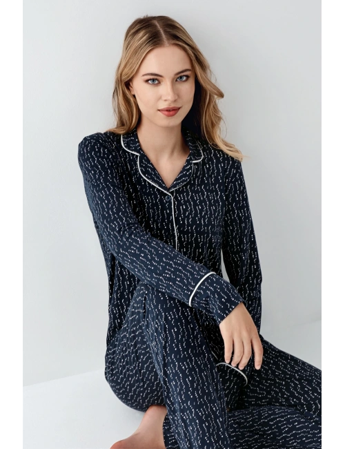 Arnetta 3430-s Kadın Gömlek Yaka Pijama Takımı