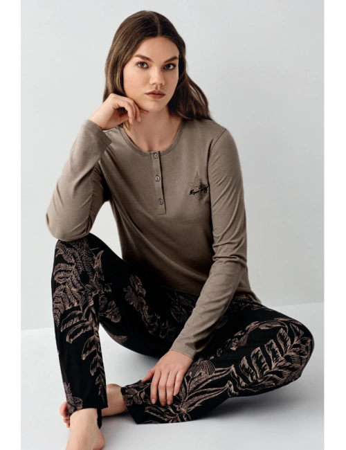 Arnetta 3439-x Kadın Battal Uzun Kol Pijama Takım