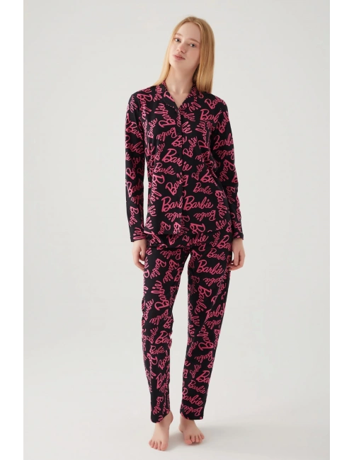 Barbie 1767-s Kadın Gömlek Yaka Pijama Takımı