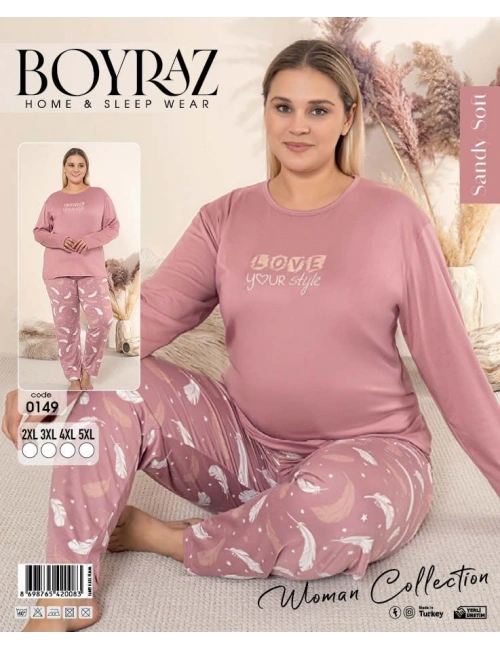 Boyraz 0149 Kadın Battal Uzun Kol Pijama Takımı
