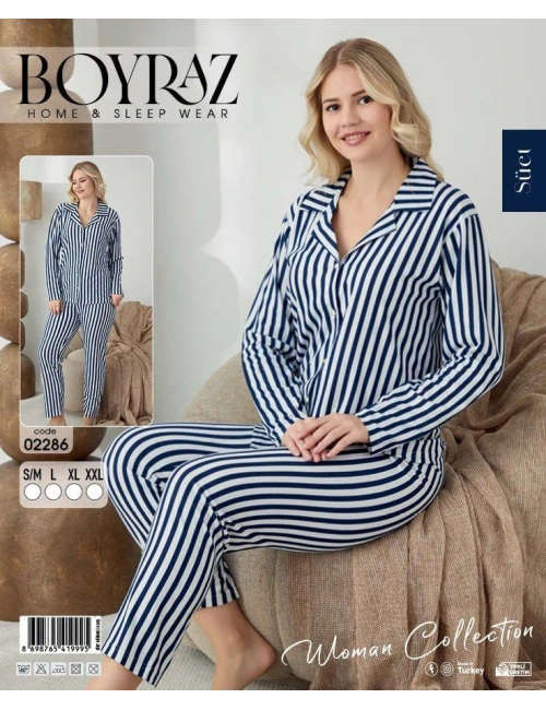 Boyraz 02286 Kadın Süet Uzun Kol Pijama Takımı